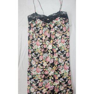 Lorraine Vintage Women's Long Nightgown Gown Black Floral Lace Top Size 2X NEW